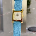 Copy Hermes Heure H 26mm Yellow Gold Watches Diamonds on lugs